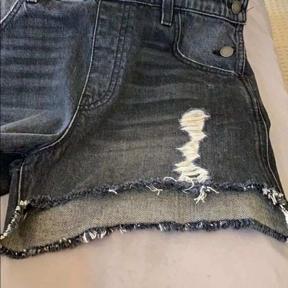 NWOT Hudson Sloan Distressed Faded Black Short Overalls Size XS - Picture 9 of 11